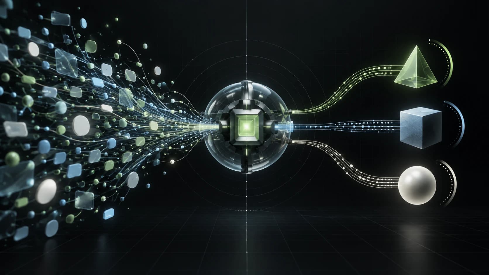 Abstract decision engine converting streams of unstructured information into three precise typed output channels.